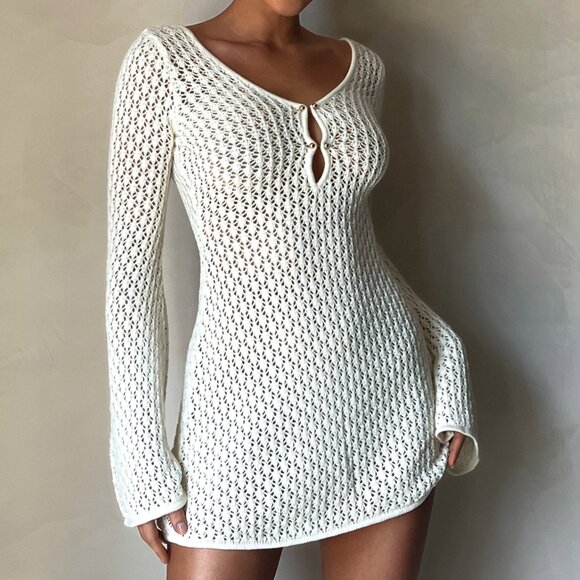 NWT Meshki Kayleigh crochet knit mini dress (Size XS) - Picture 1 of 5